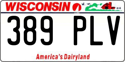 WI license plate 389PLV