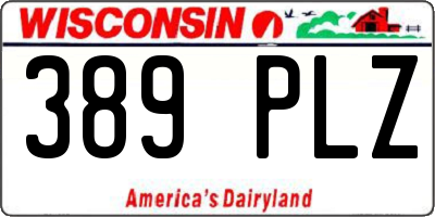 WI license plate 389PLZ
