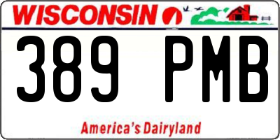 WI license plate 389PMB