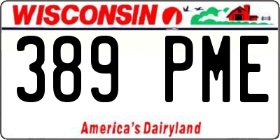 WI license plate 389PME