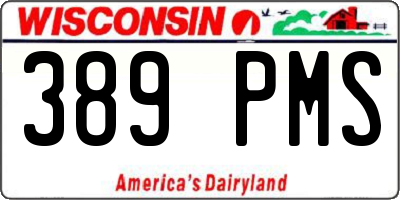 WI license plate 389PMS