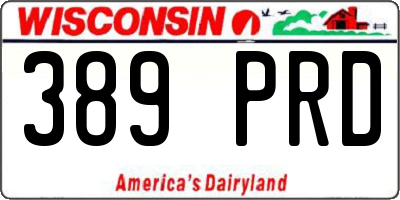 WI license plate 389PRD
