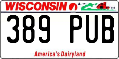 WI license plate 389PUB