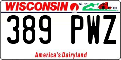 WI license plate 389PWZ