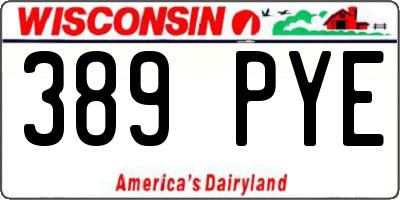 WI license plate 389PYE