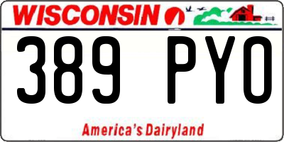 WI license plate 389PYO