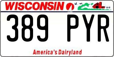 WI license plate 389PYR