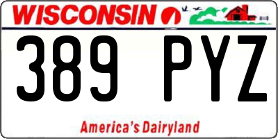 WI license plate 389PYZ