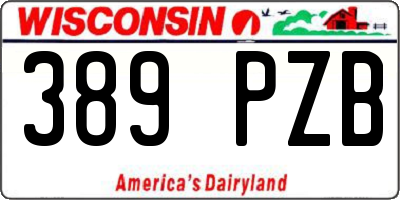 WI license plate 389PZB