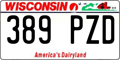 WI license plate 389PZD