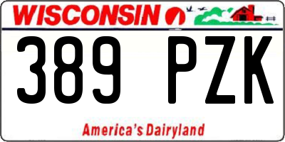 WI license plate 389PZK