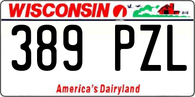 WI license plate 389PZL