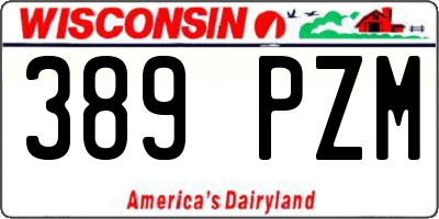 WI license plate 389PZM