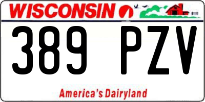 WI license plate 389PZV