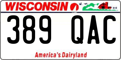 WI license plate 389QAC