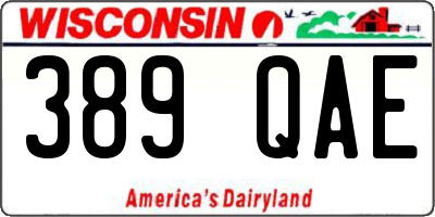 WI license plate 389QAE