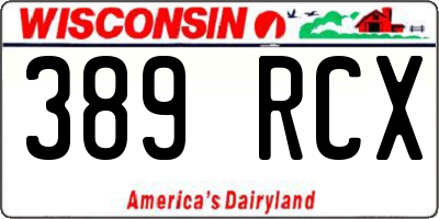 WI license plate 389RCX
