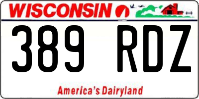 WI license plate 389RDZ