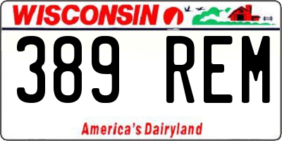WI license plate 389REM