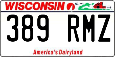 WI license plate 389RMZ