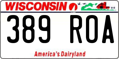 WI license plate 389ROA