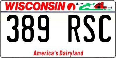WI license plate 389RSC