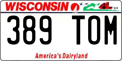 WI license plate 389TOM