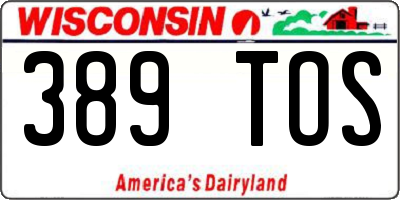 WI license plate 389TOS