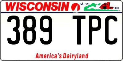 WI license plate 389TPC