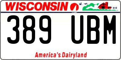 WI license plate 389UBM