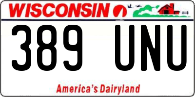 WI license plate 389UNU