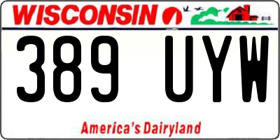WI license plate 389UYW