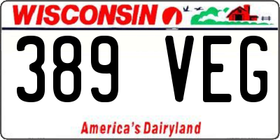 WI license plate 389VEG