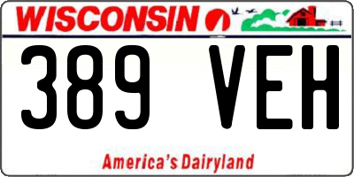 WI license plate 389VEH