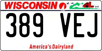 WI license plate 389VEJ