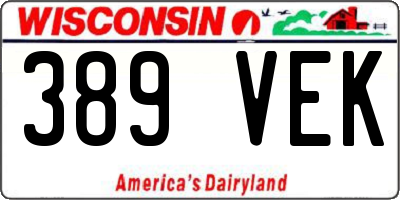 WI license plate 389VEK