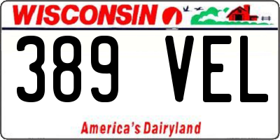 WI license plate 389VEL