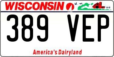 WI license plate 389VEP
