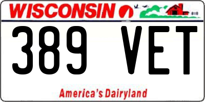 WI license plate 389VET