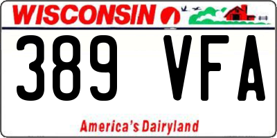 WI license plate 389VFA