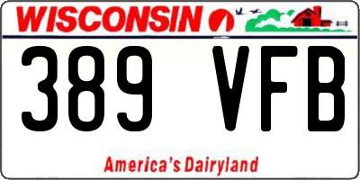 WI license plate 389VFB