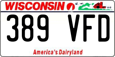 WI license plate 389VFD
