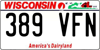 WI license plate 389VFN