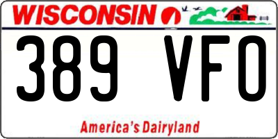 WI license plate 389VFO