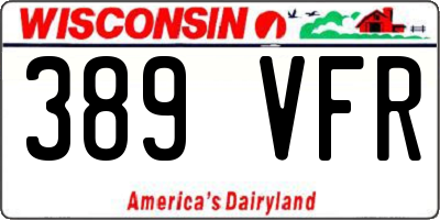 WI license plate 389VFR