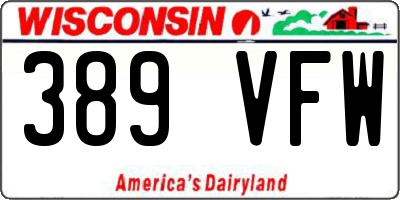 WI license plate 389VFW