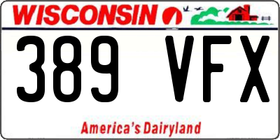 WI license plate 389VFX