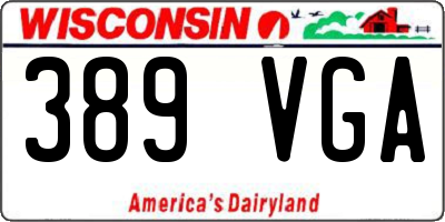 WI license plate 389VGA