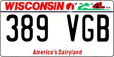 WI license plate 389VGB