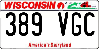 WI license plate 389VGC